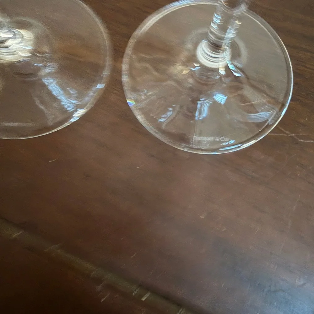 2 Tiffany & Co. Plaid Wine Glasses, 9 3/8”